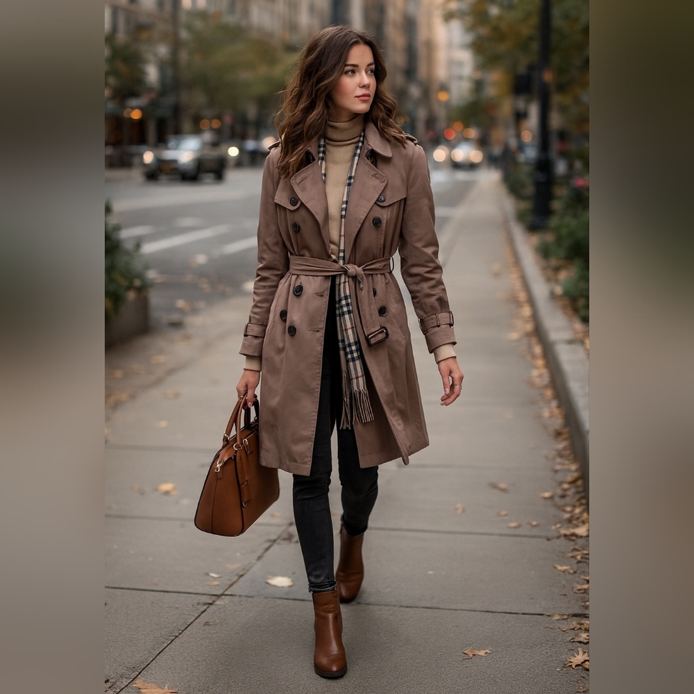 Burberry London Women's Brown Trench Coat Size 40